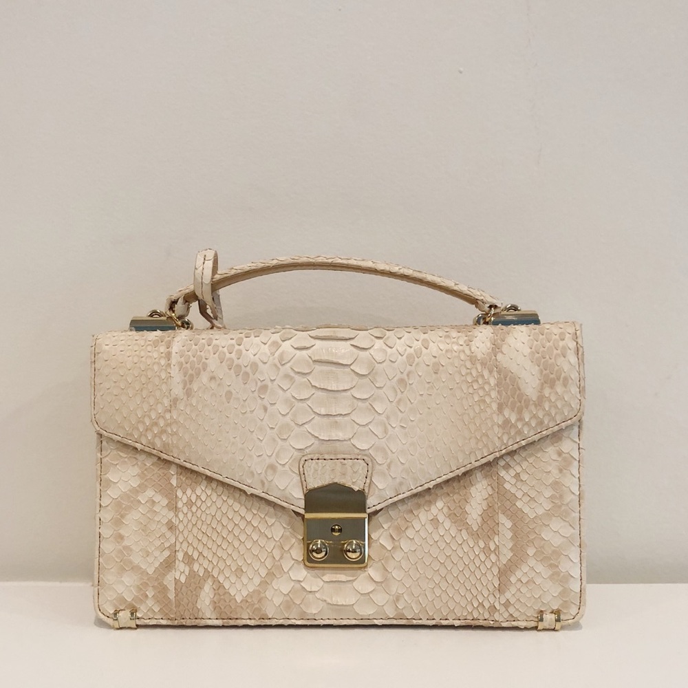 Genuine python snake skin purse cream beige Korea
